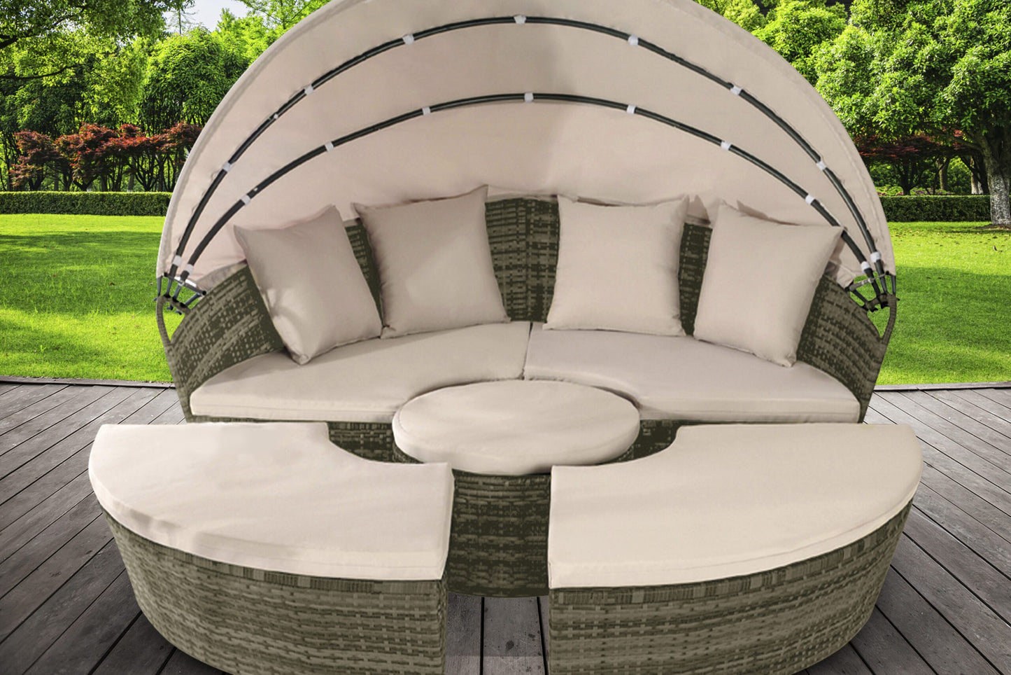 160cm Rattan Sun Island Day Bed - 3 Colours | Waterproof Cover optiona160cm Rattan Sun Island Day Bed - 3 Colours