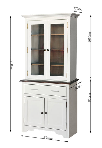 White Wooden Dresser Single Or Double Size With Glass Doors Living Dining Room