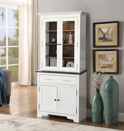 White Wooden Dresser Single Or Double Size With Glass Doors Living Dining Room