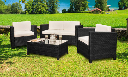 4 Seat Rattan Garden Furniture Set - 3 Colours | Waterproof Cover opti4 Seat Rattan Garden Furniture Set - 3 Colours