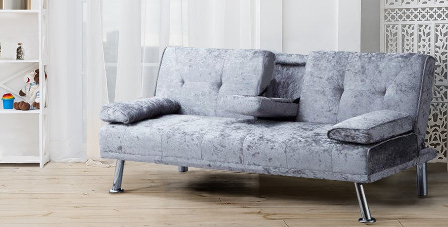 Verona Crushed Velvet Sofa Bed with Drink Cup Holder | 4 coloursVerona Crushed Velvet Sofa Bed