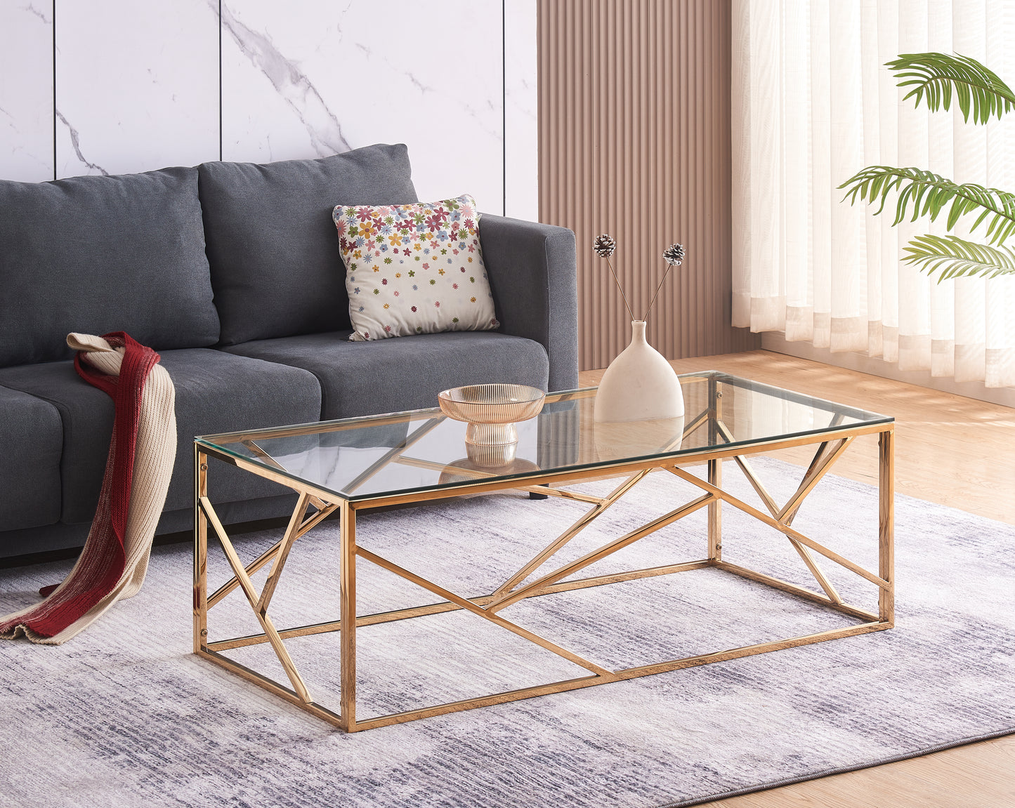 Glass And Metal Rectangular Coffee Table In Silver Or Gold Living Room Furniture