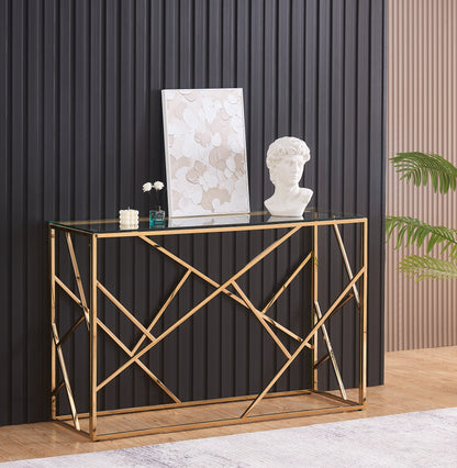 Glass And Metal Rectangular Console Table In Silver Or Gold Hallway Living Room