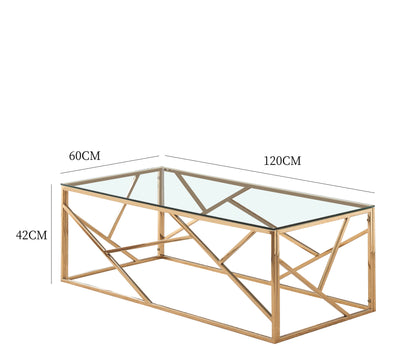 Glass And Metal Rectangular Coffee Table In Silver Or Gold Living Room Furniture