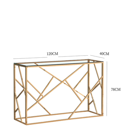 Glass And Metal Rectangular Console Table In Silver Or Gold Hallway Living Room