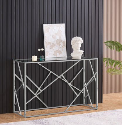 Glass And Metal Rectangular Console Table In Silver Or Gold Hallway Living Room