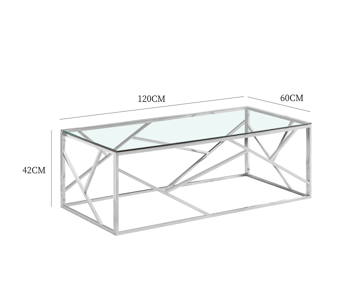 Glass And Metal Rectangular Coffee Table In Silver Or Gold Living Room Furniture