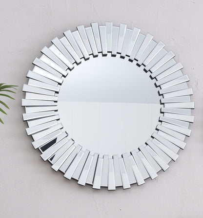 Decorative Round Sunburst Wall Mirror 60 or 80cm Unique 3D Effect Living Room