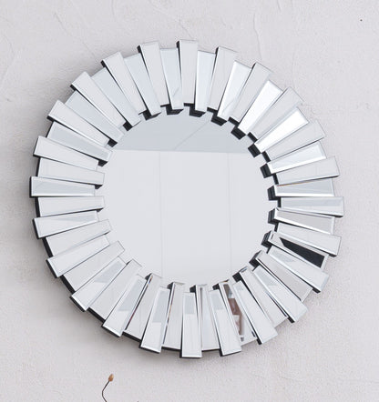 Decorative Round Sunburst Wall Mirror 60 or 80cm Unique 3D Effect Living Room